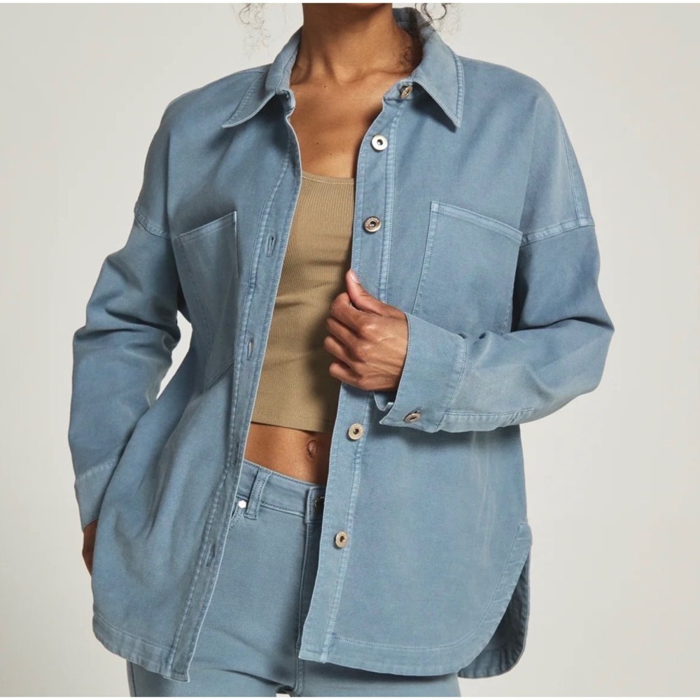 7Diamonds Generation Button Down Shirt Jacket Women's L Blue WTS-1014 Oversized‎
